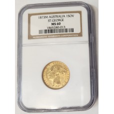 AUSTRALIA 1873 . ONE 1 SOVEREIGN . MELBOURNE . GOLD . SLABBED